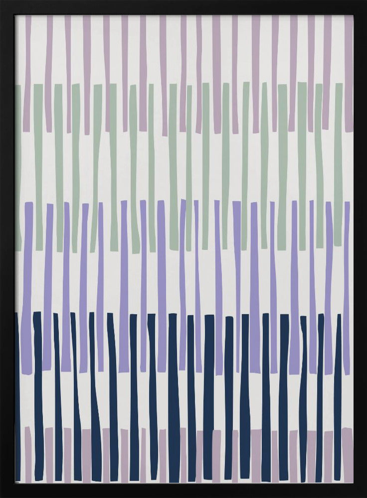 Block print geometrics stripes lilac blue - Stretched Canvas, Poster or Fine Art Print I Heart Wall Art
