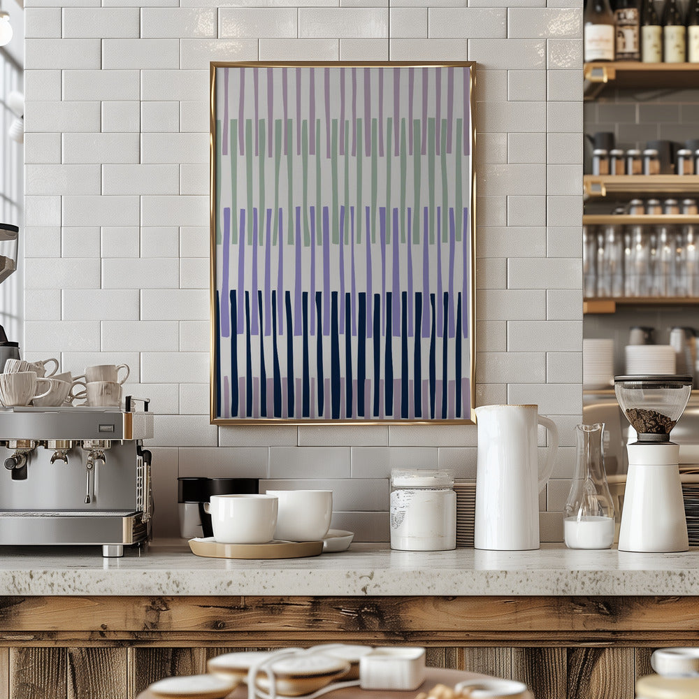 Block print geometrics stripes lilac blue - Stretched Canvas, Poster or Fine Art Print I Heart Wall Art