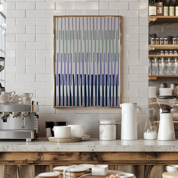 Block print geometrics stripes lilac blue - Stretched Canvas, Poster or Fine Art Print I Heart Wall Art