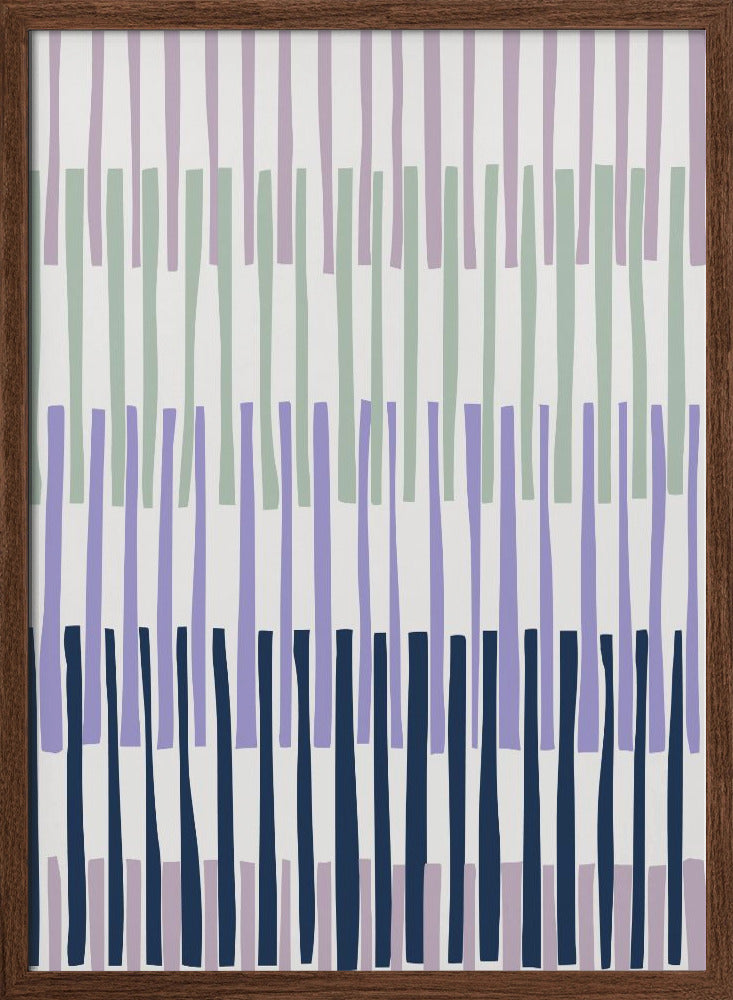 Block print geometrics stripes lilac blue - Stretched Canvas, Poster or Fine Art Print I Heart Wall Art