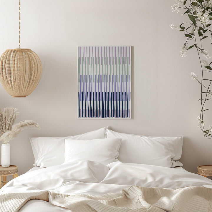 Block print geometrics stripes lilac blue - Stretched Canvas, Poster or Fine Art Print I Heart Wall Art