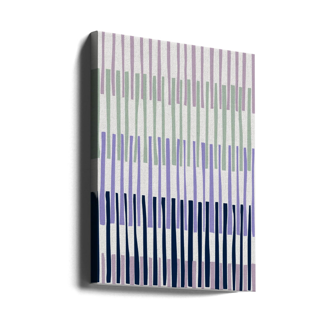 Block print geometrics stripes lilac blue - Stretched Canvas, Poster or Fine Art Print I Heart Wall Art