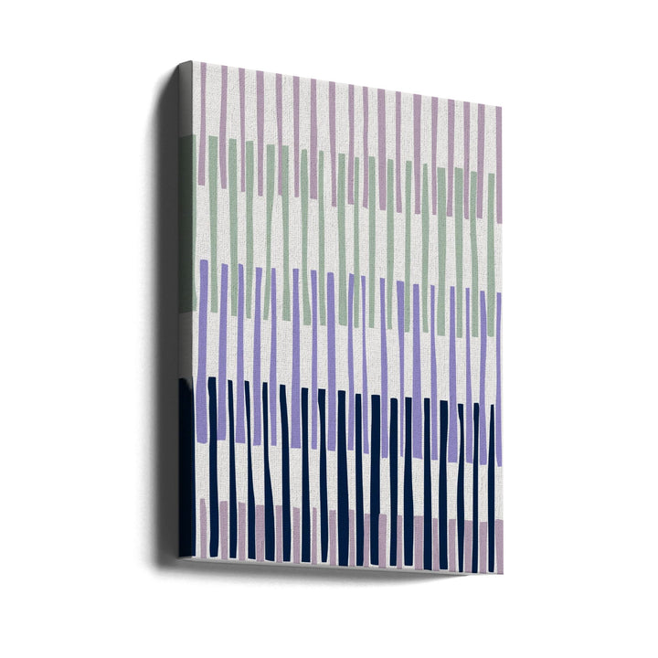 Block print geometrics stripes lilac blue - Stretched Canvas, Poster or Fine Art Print I Heart Wall Art