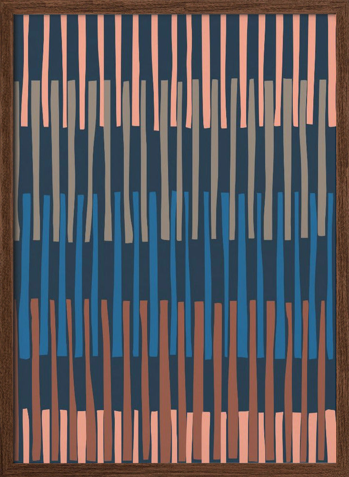 Block print geometrics stripes nocturnal blue - Stretched Canvas, Poster or Fine Art Print I Heart Wall Art