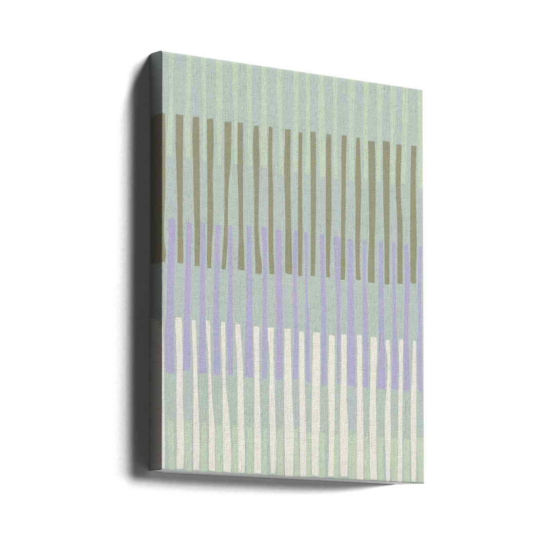 Block print geometrics stripes sage - Stretched Canvas, Poster or Fine Art Print I Heart Wall Art