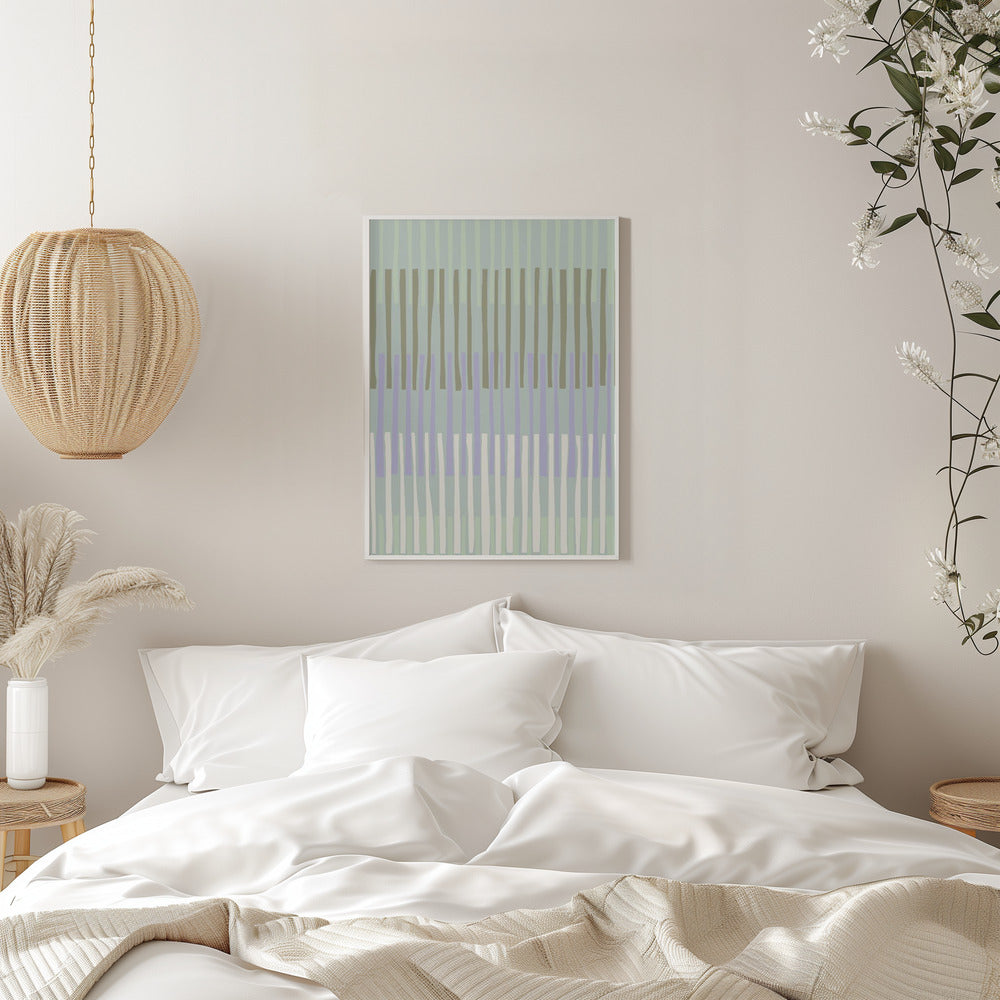 Block print geometrics stripes sage - Stretched Canvas, Poster or Fine Art Print I Heart Wall Art