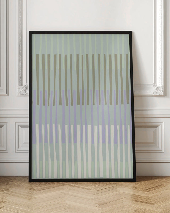Block print geometrics stripes sage - Stretched Canvas, Poster or Fine Art Print I Heart Wall Art