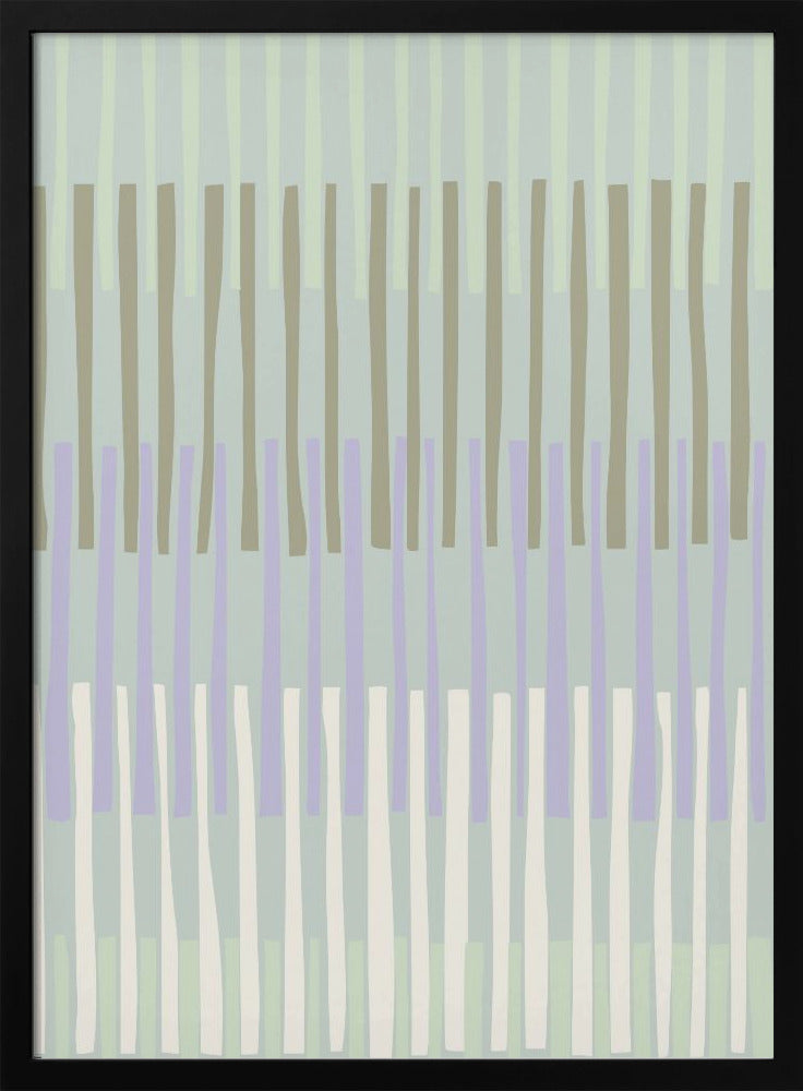 Block print geometrics stripes sage - Stretched Canvas, Poster or Fine Art Print I Heart Wall Art