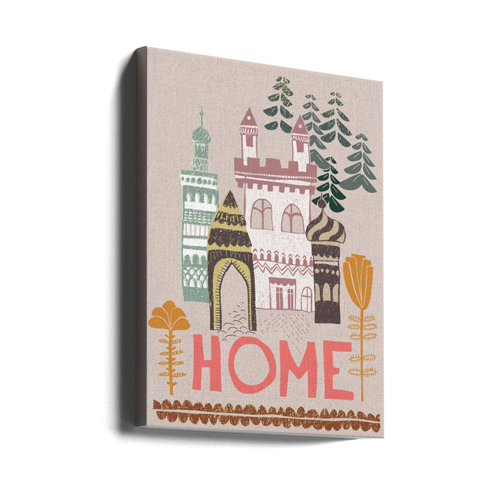 Block print Home - Stretched Canvas, Poster or Fine Art Print I Heart Wall Art