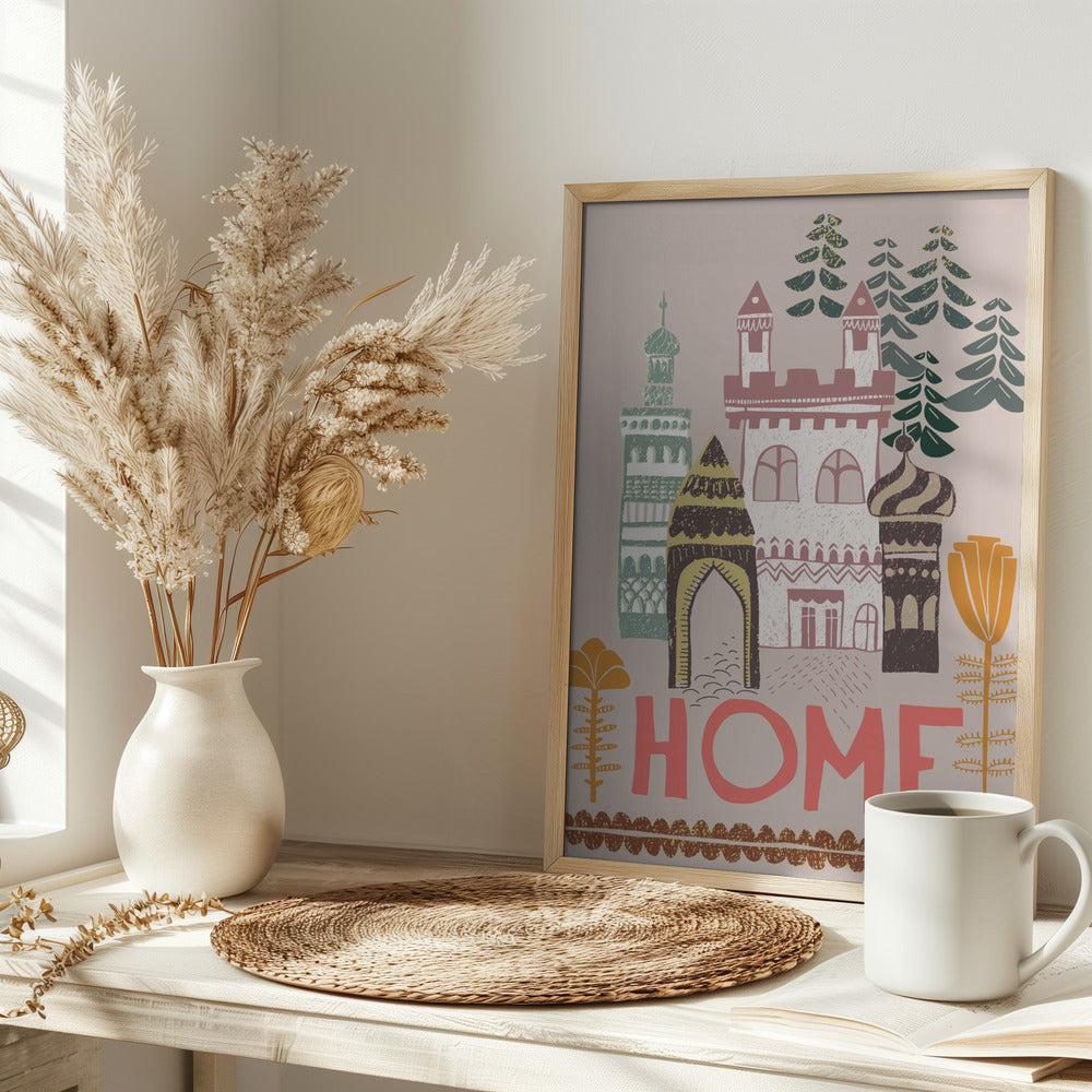Block print Home - Stretched Canvas, Poster or Fine Art Print I Heart Wall Art