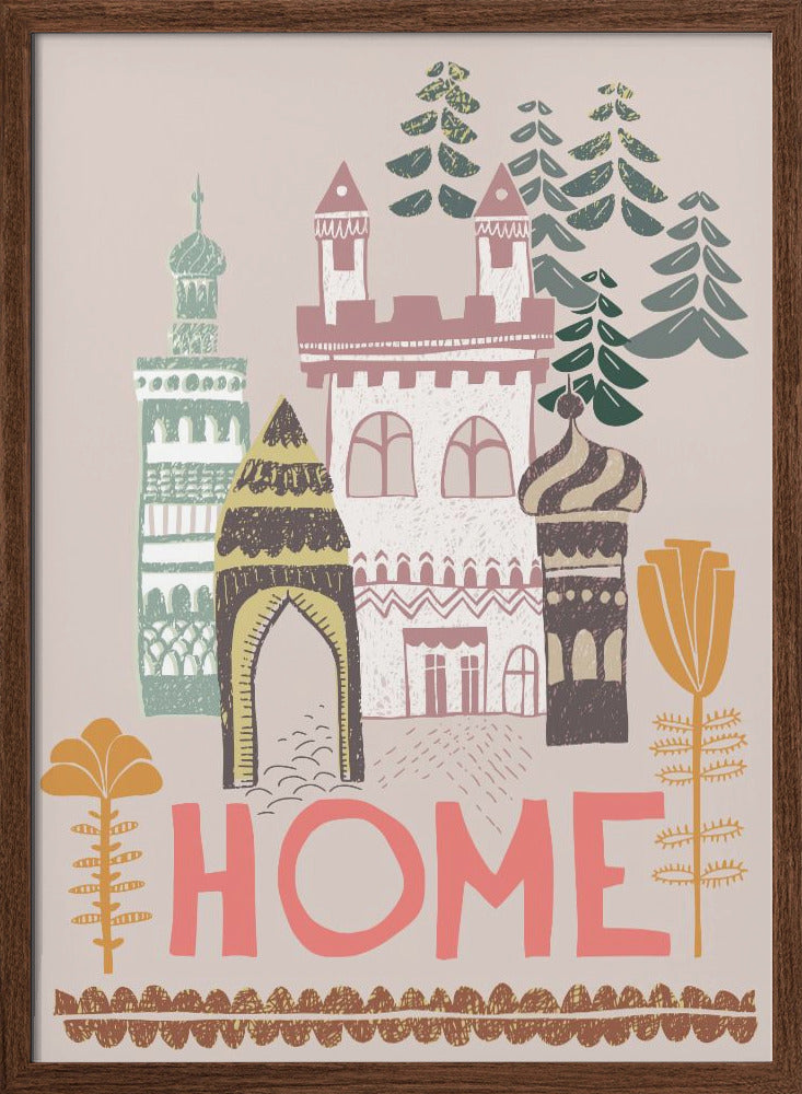 Block print Home - Stretched Canvas, Poster or Fine Art Print I Heart Wall Art