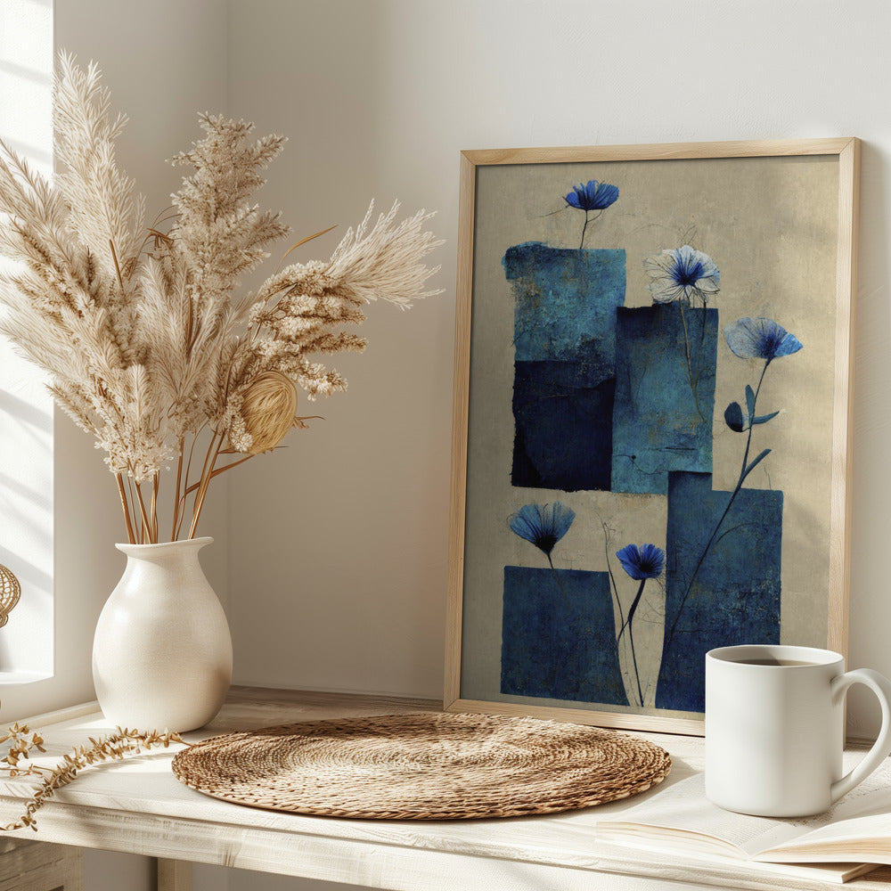 Blocks And Flowers - Stretched Canvas, Poster or Fine Art Print I Heart Wall Art