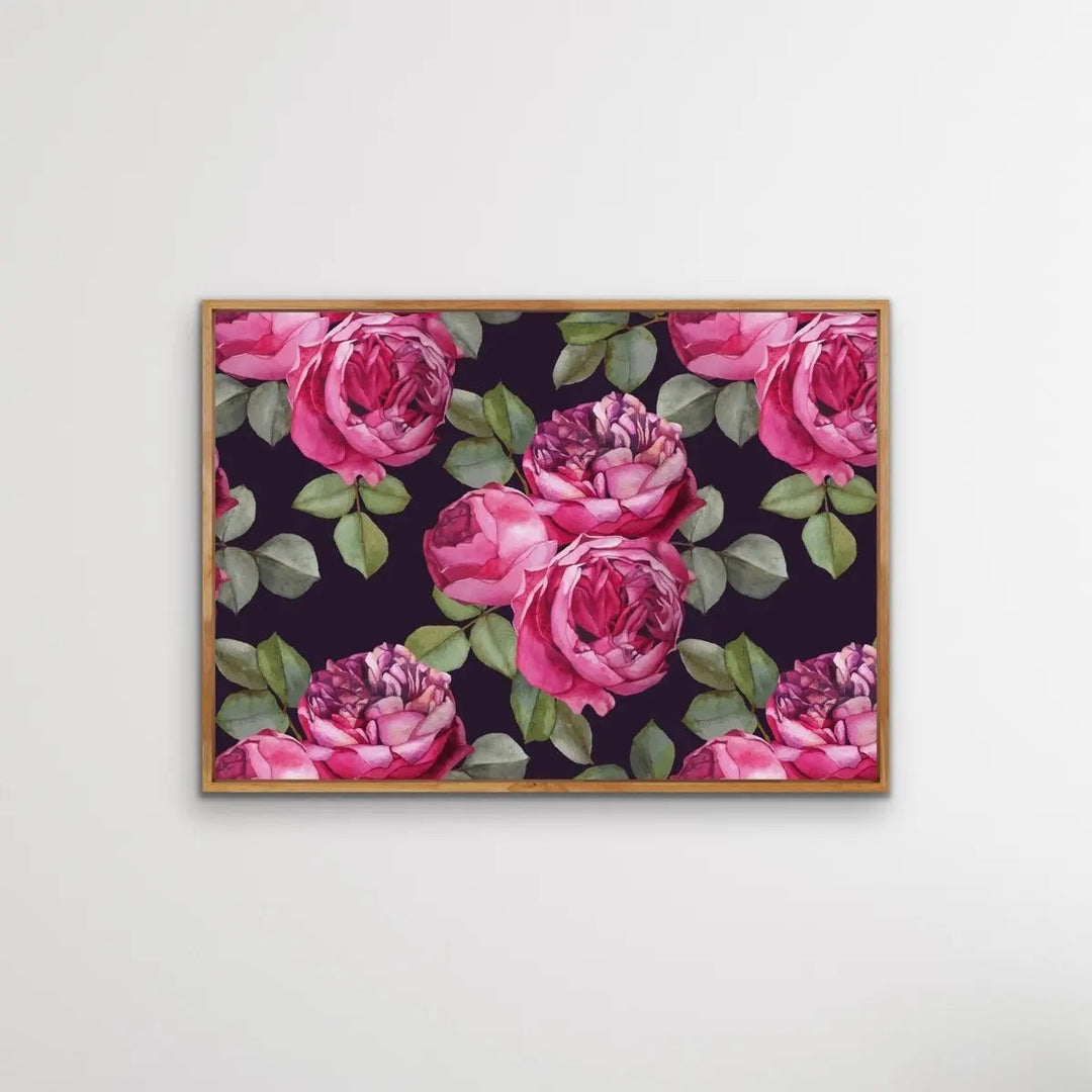 Bloom - Green and Pink Rose Stretched Canvas Print - I Heart Wall Art - Poster Print, Canvas Print or Framed Art Print