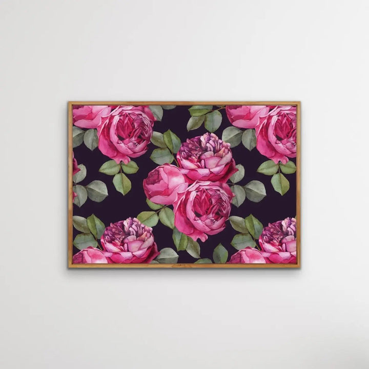 Bloom - Green and Pink Rose Stretched Canvas Print - I Heart Wall Art - Poster Print, Canvas Print or Framed Art Print