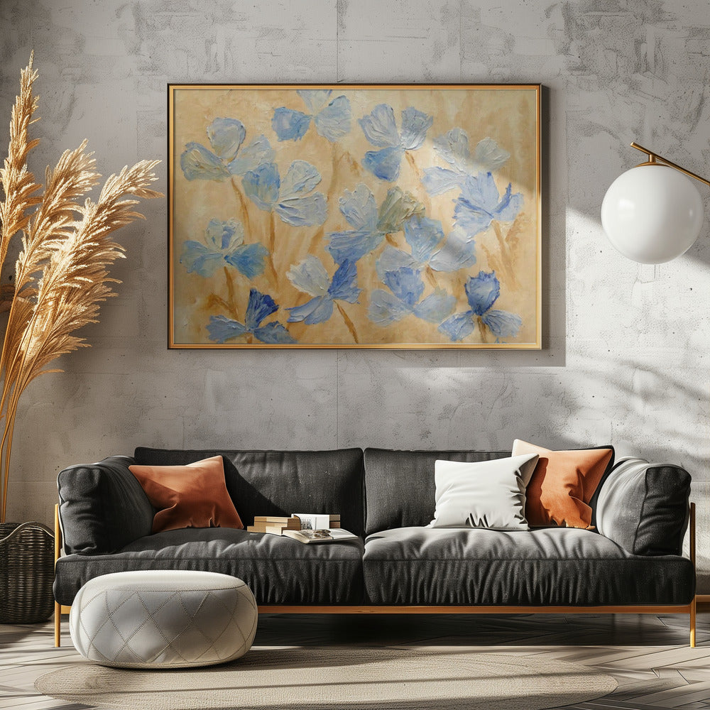 Bloom In Blue - Stretched Canvas, Poster or Fine Art Print I Heart Wall Art