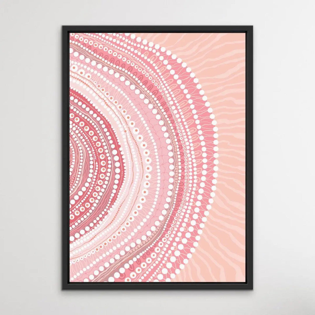 Blooming Female- Pink -Aboriginal Art Print By Leah Cummins. - I Heart Wall Art - Poster Print, Canvas Print or Framed Art Print