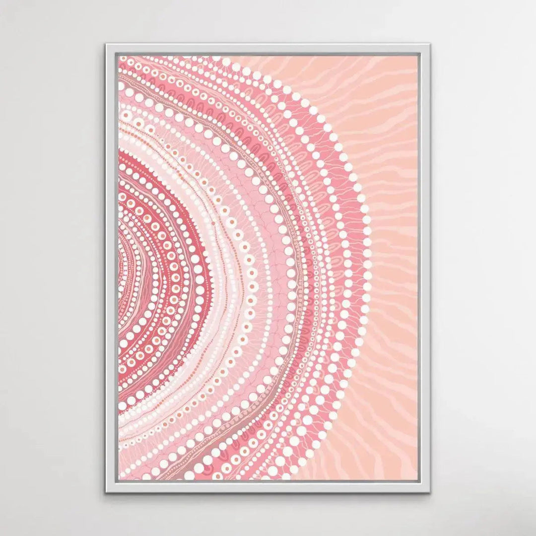 Blooming Female- Pink -Aboriginal Art Print By Leah Cummins. - I Heart Wall Art - Poster Print, Canvas Print or Framed Art Print