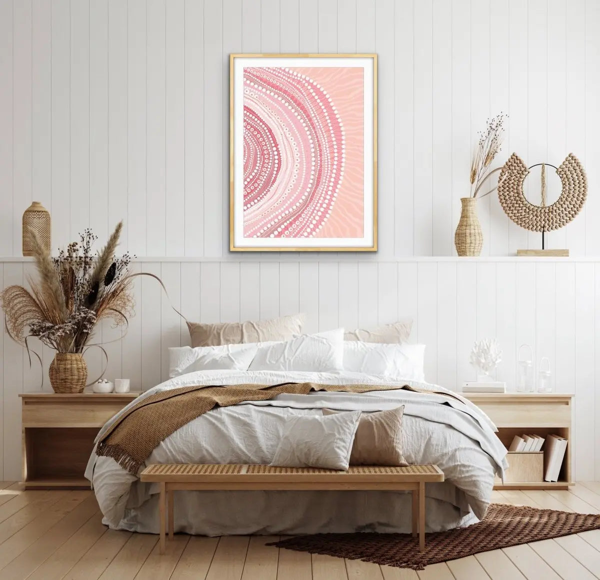 Blooming Female- Pink -Aboriginal Art Print By Leah Cummins. - I Heart Wall Art - Poster Print, Canvas Print or Framed Art Print