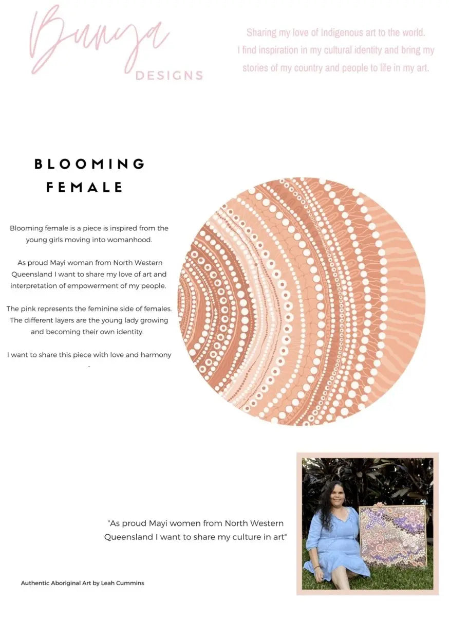 Blooming Female- Pink -Aboriginal Art Print By Leah Cummins. - I Heart Wall Art - Poster Print, Canvas Print or Framed Art Print