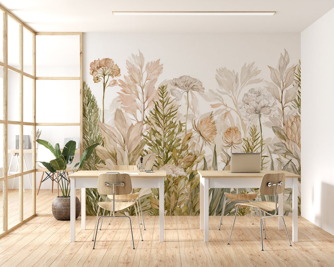 Blooming Grace- Floral Peel and Stick Premium Wallpaper Mural
