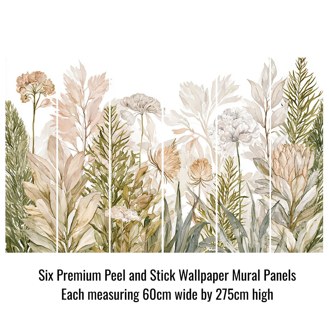 Blooming Grace- Floral Peel and Stick Premium Wallpaper Mural