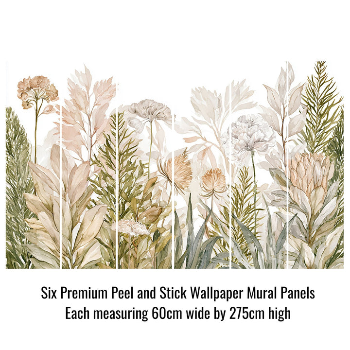 Blooming Grace- Floral Peel and Stick Premium Wallpaper Mural