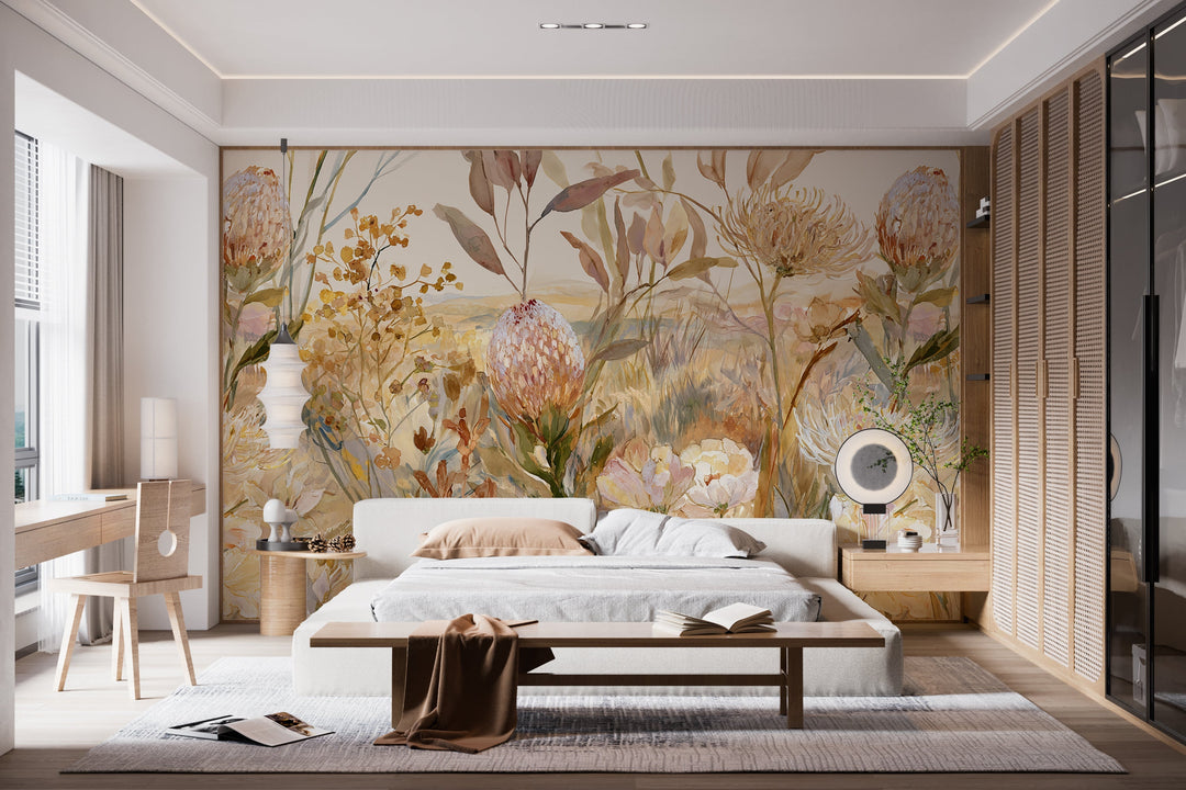 Blooming Horizon- Floral Peel and Stick Premium Wallpaper Mural