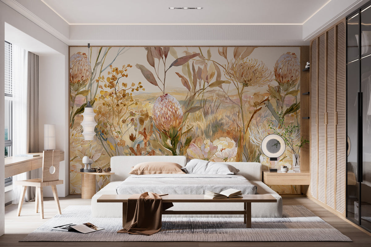 Blooming Horizon- Floral Peel and Stick Premium Wallpaper Mural