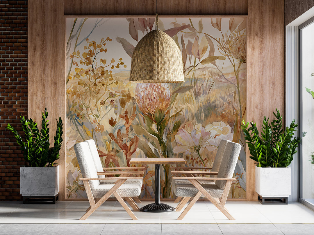 Blooming Horizon- Floral Peel and Stick Premium Wallpaper Mural