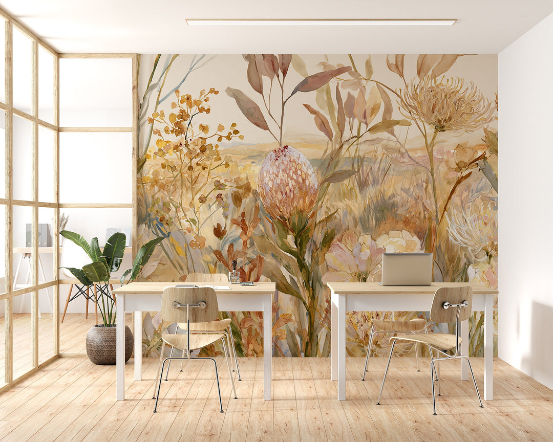 Blooming Horizon- Floral Peel and Stick Premium Wallpaper Mural