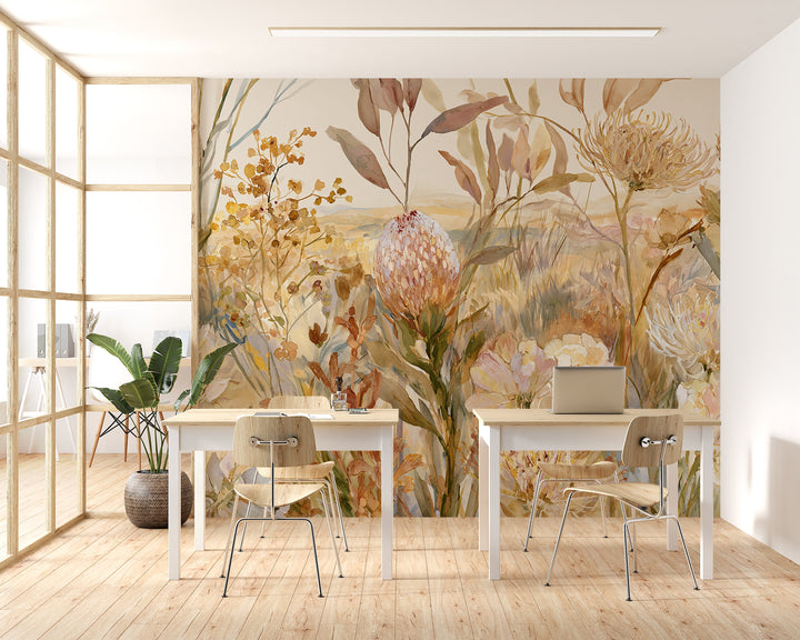 Blooming Horizon- Floral Peel and Stick Premium Wallpaper Mural