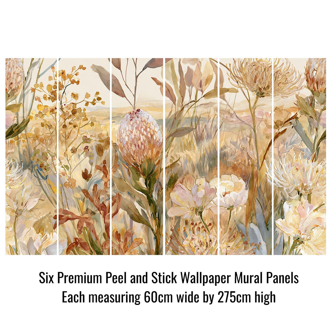 Blooming Horizon- Floral Peel and Stick Premium Wallpaper Mural