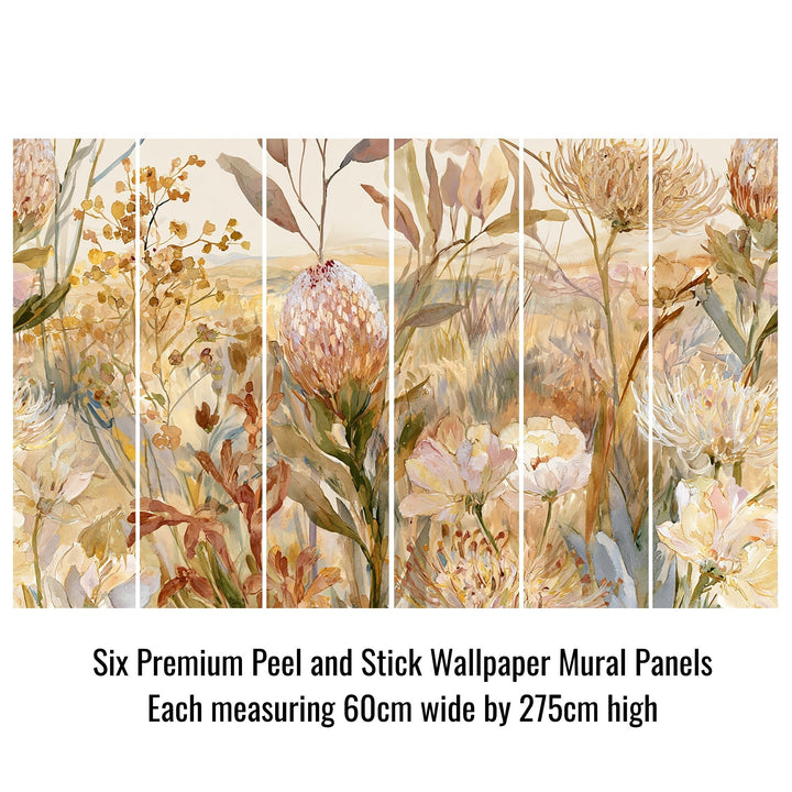 Blooming Horizon- Floral Peel and Stick Premium Wallpaper Mural