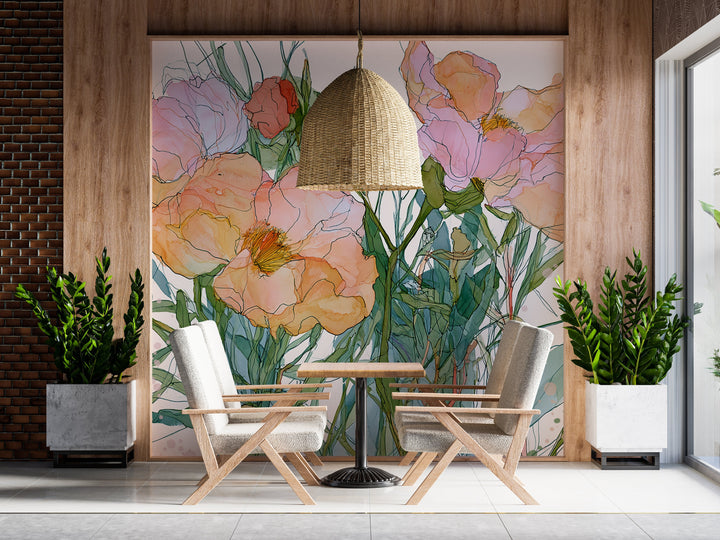 Blooming Serenade - Floral Peel and Stick Premium Wallpaper Mural