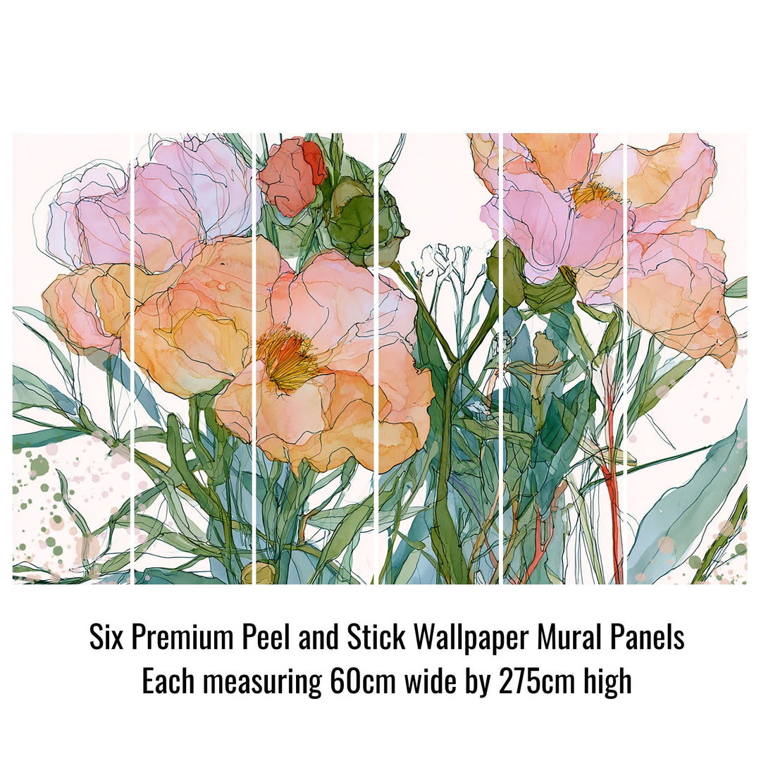 Blooming Serenade - Floral Peel and Stick Premium Wallpaper Mural