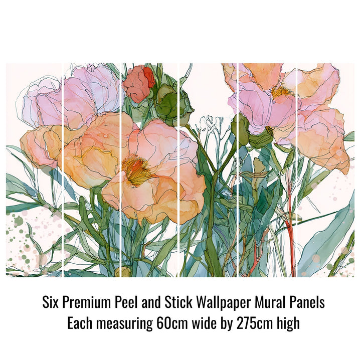 Blooming Serenade - Floral Peel and Stick Premium Wallpaper Mural