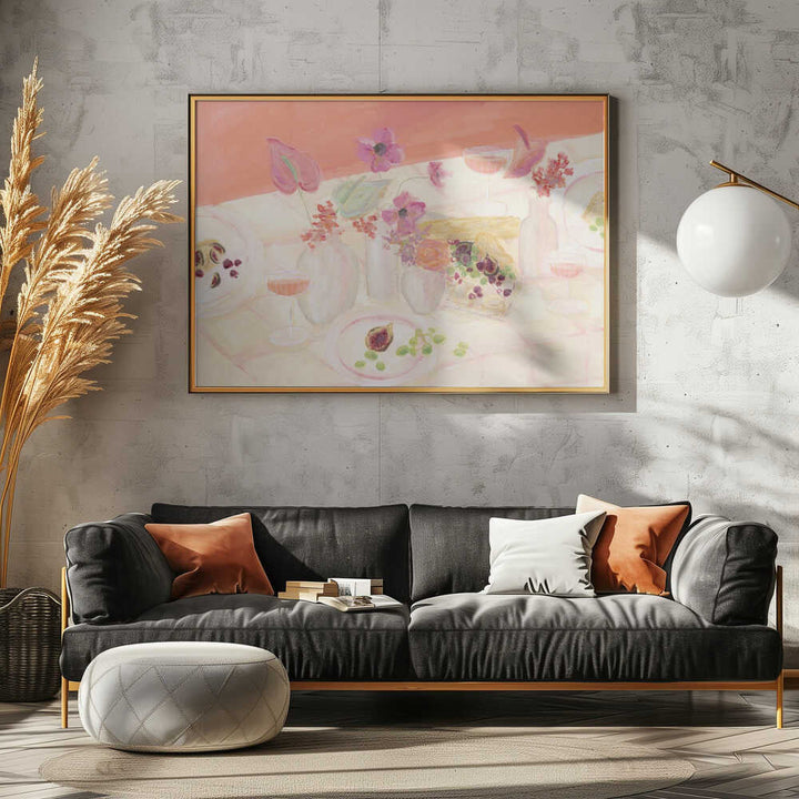 Blossoms &amp; Brunch - Stretched Canvas Poster or Fine Art Print