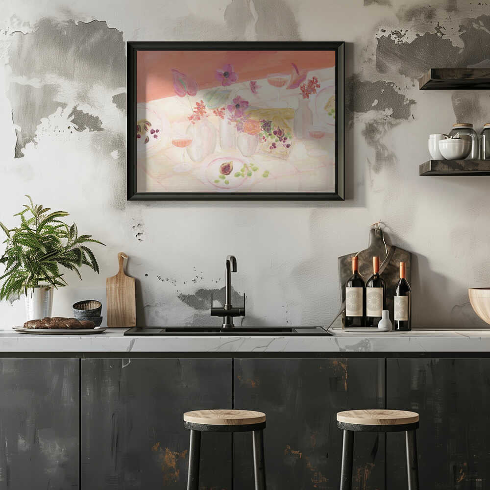 Blossoms &amp; Brunch - Stretched Canvas Poster or Fine Art Print