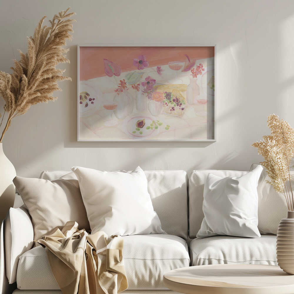 Blossoms &amp; Brunch - Stretched Canvas Poster or Fine Art Print