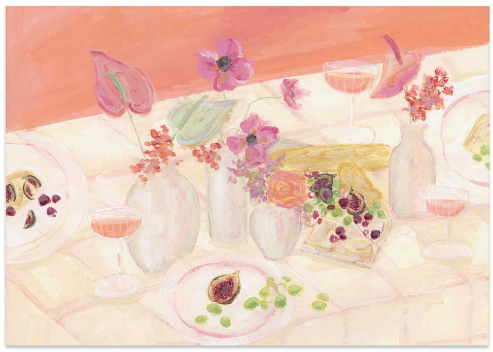 Blossoms &amp; Brunch - Stretched Canvas Poster or Fine Art Print
