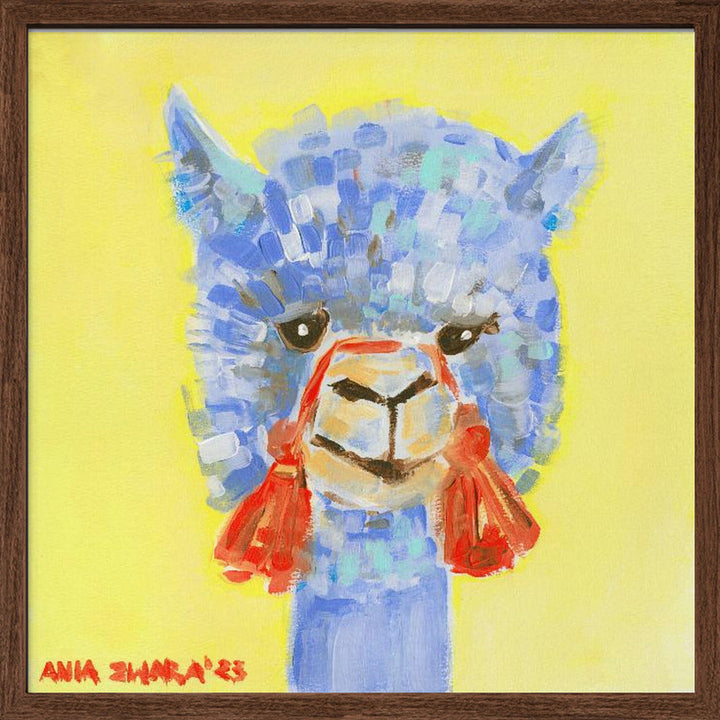 Blue Alpaca - Square Stretched Canvas, Poster or Fine Art Print I Heart Wall Art