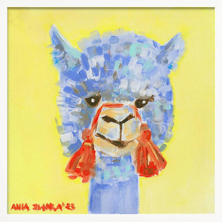 Blue Alpaca - Square Stretched Canvas, Poster or Fine Art Print I Heart Wall Art