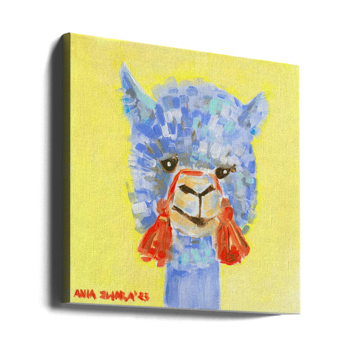 Blue Alpaca - Square Stretched Canvas, Poster or Fine Art Print I Heart Wall Art