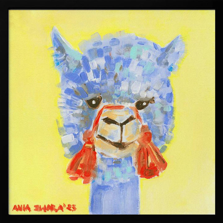 Blue Alpaca - Square Stretched Canvas, Poster or Fine Art Print I Heart Wall Art