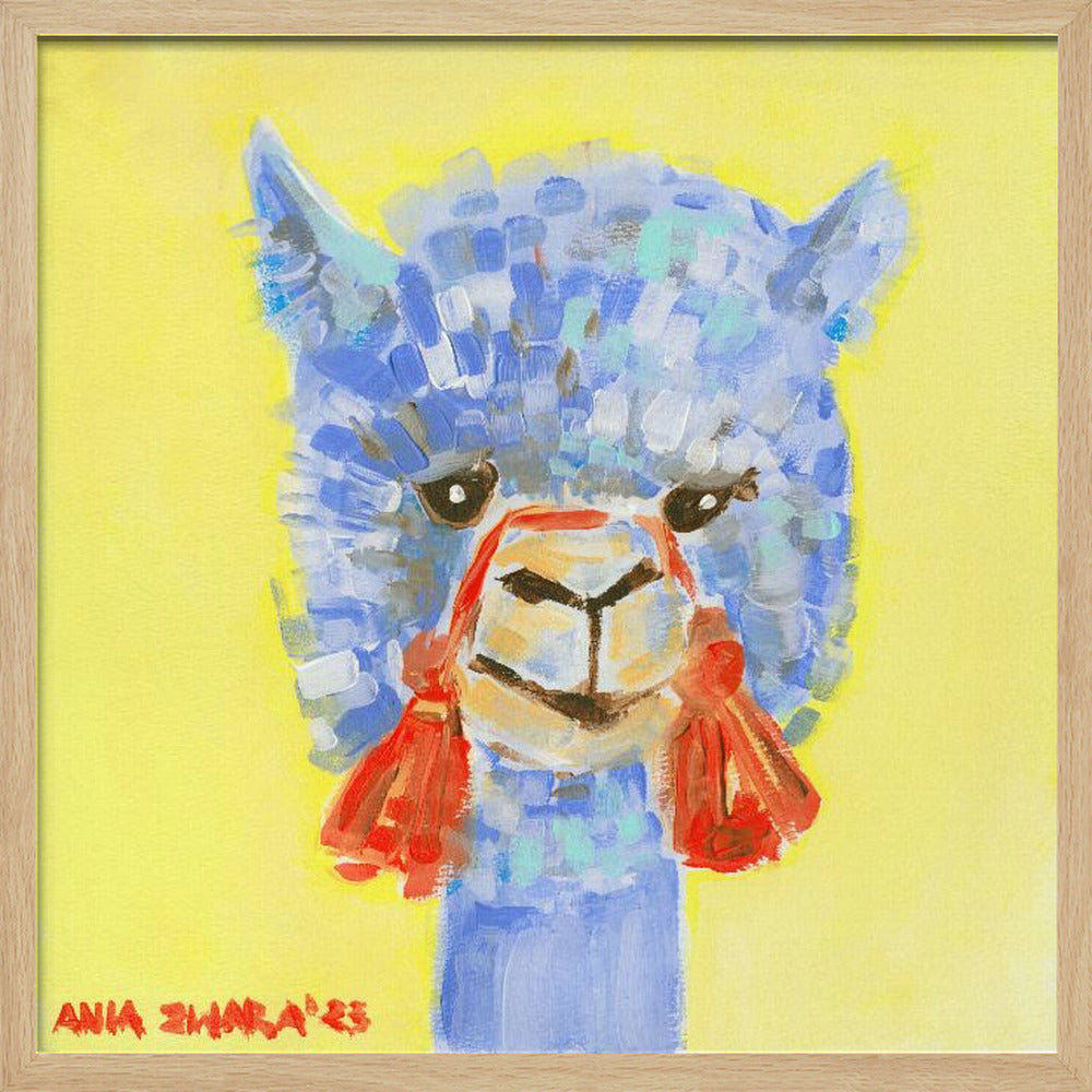 Blue Alpaca - Square Stretched Canvas, Poster or Fine Art Print I Heart Wall Art