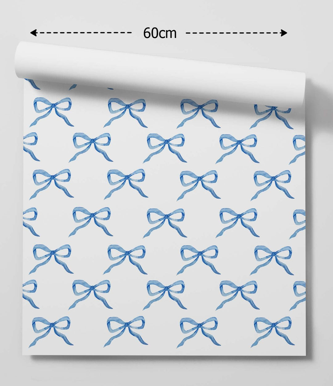 Blue Bow Wallpaper - Quality Ribbon Peel and Stick Adhesive