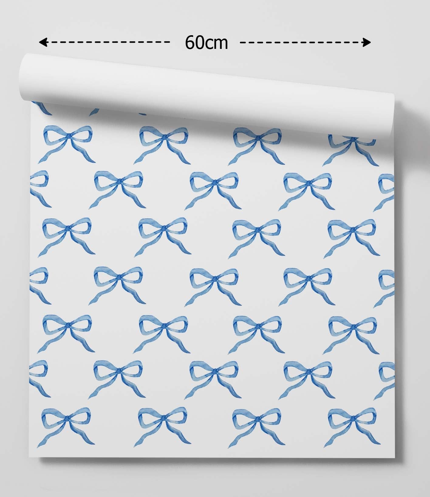 Blue Bow Wallpaper - Quality Ribbon Peel and Stick Adhesive