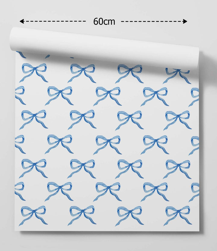 Blue Bow Wallpaper - Quality Ribbon Peel and Stick Adhesive