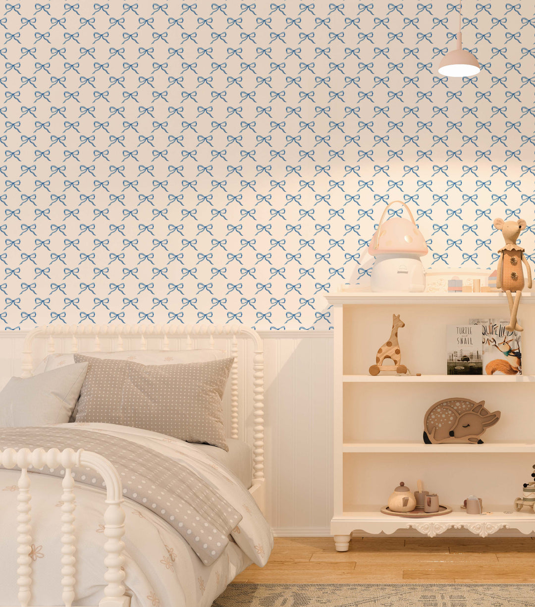 Blue Bow Wallpaper - Quality Ribbon Peel and Stick Adhesive