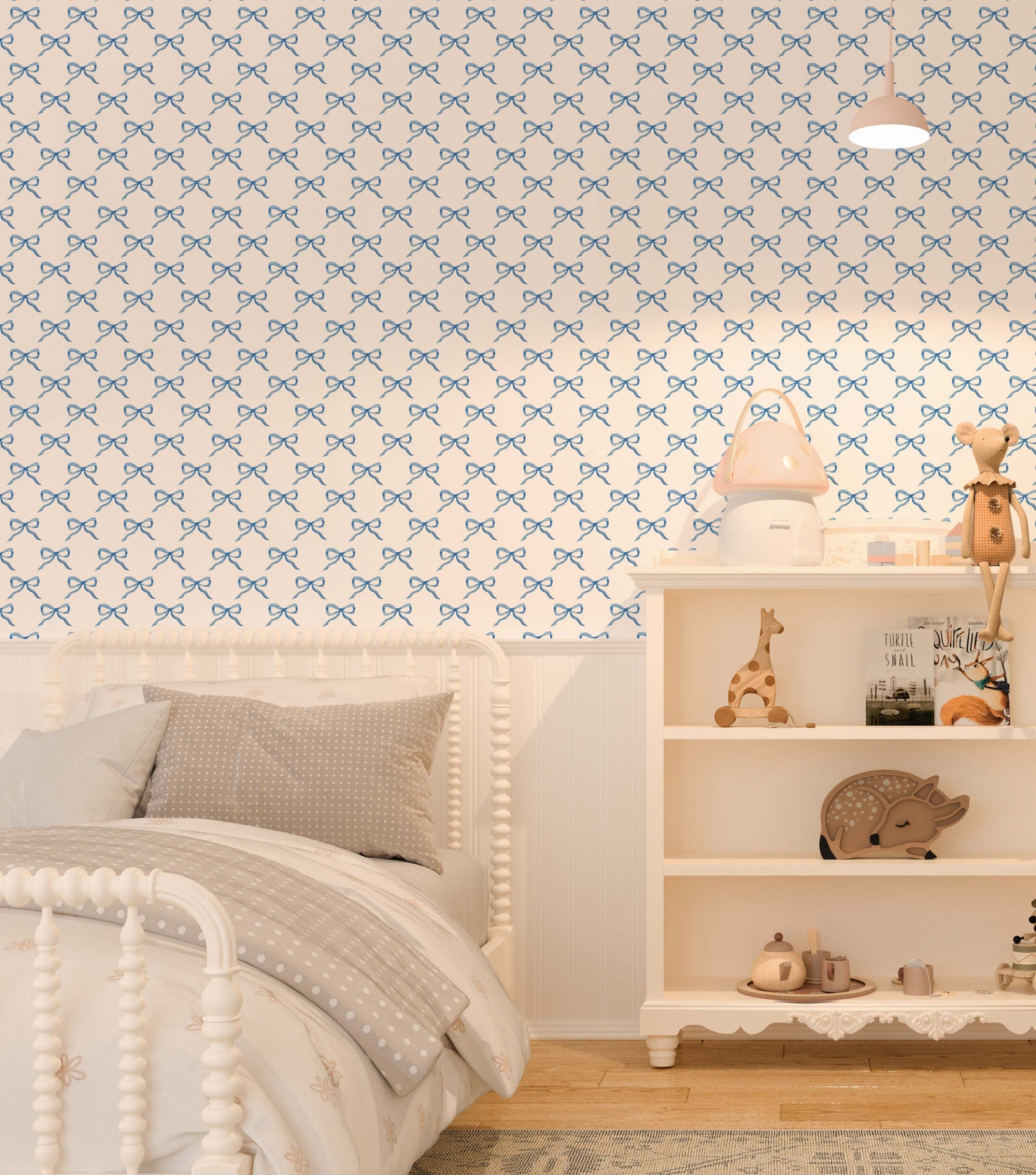 Blue Bow Wallpaper - Quality Ribbon Peel and Stick Adhesive